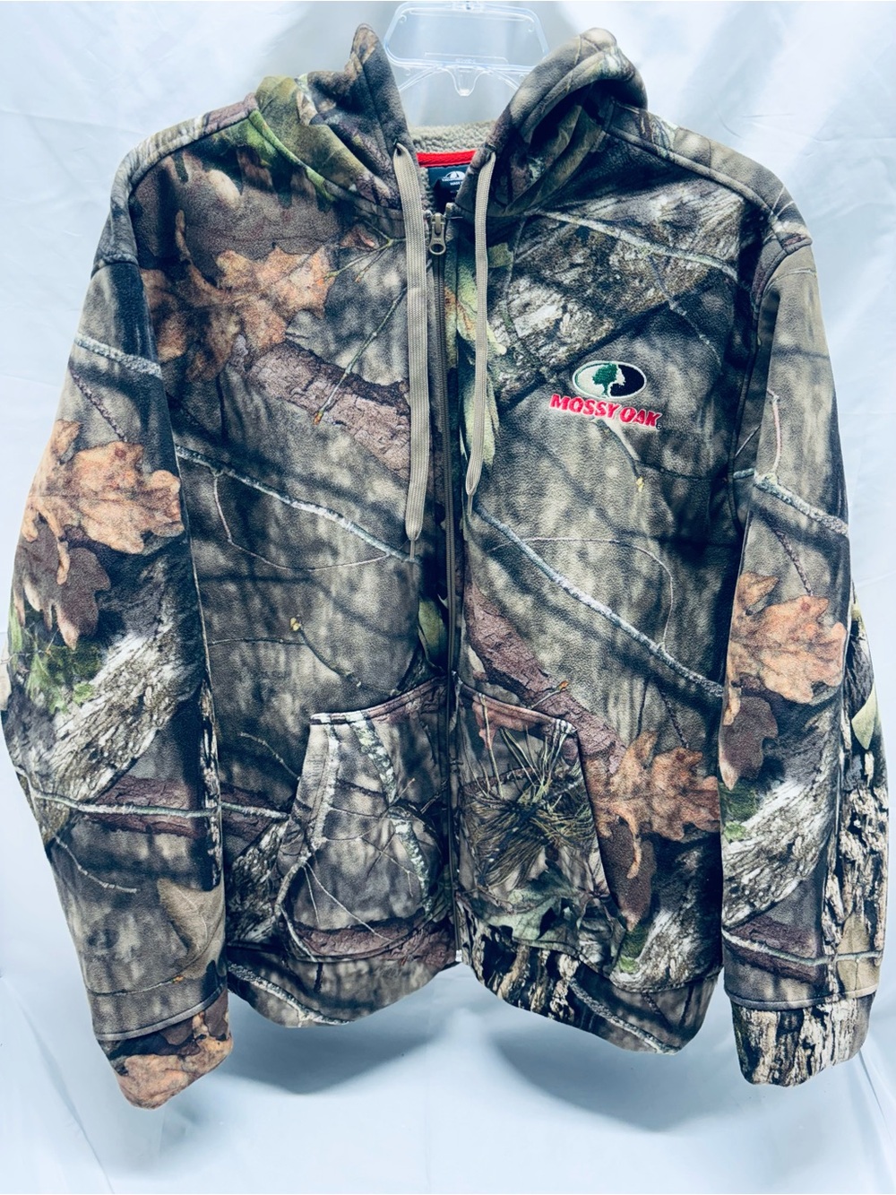 Mossy Oak Jacket Mens XL Camo Break-Up Fleece Hunting Kangaroo Pockets W Hoodie